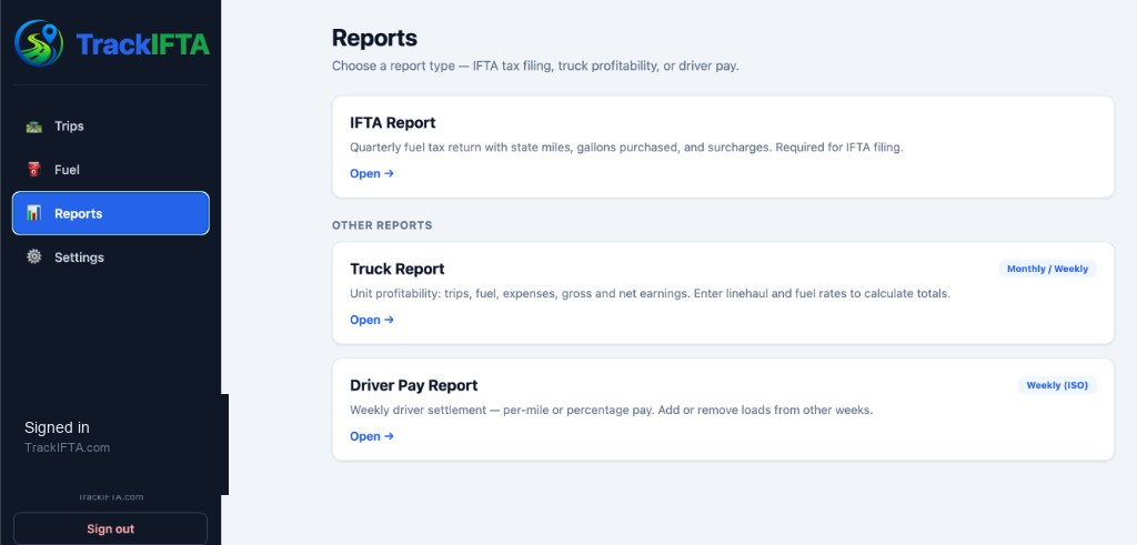 TrackIFTA screen